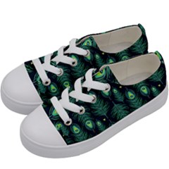 Peacock Pattern Kids  Low Top Canvas Sneakers