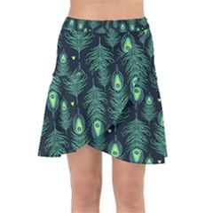 Peacock Pattern Wrap Front Skirt