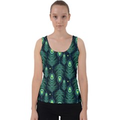 Peacock Pattern Velvet Tank Top