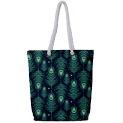 Peacock Pattern Full Print Rope Handle Tote (Small)