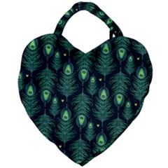 Peacock Pattern Giant Heart Shaped Tote