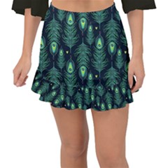 Peacock Pattern Fishtail Mini Chiffon Skirt