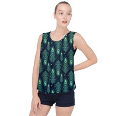 Peacock Pattern Bubble Hem Chiffon Tank Top