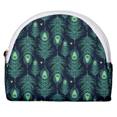 Peacock Pattern Horseshoe Style Canvas Pouch