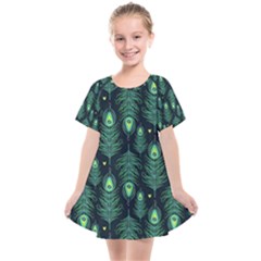 Peacock Pattern Kids  Smock Dress