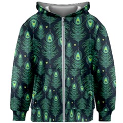 Peacock Pattern Kids  Zipper Hoodie Without Drawstring