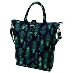 Peacock Pattern Buckle Top Tote Bag