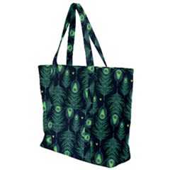 Peacock Pattern Zip Up Canvas Bag