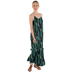 Peacock Pattern Cami Maxi Ruffle Chiffon Dress