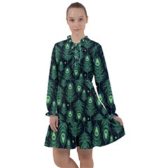 Peacock Pattern All Frills Chiffon Dress