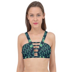 Peacock Pattern Cage Up Bikini Top