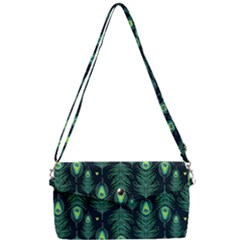 Peacock Pattern Removable Strap Clutch Bag