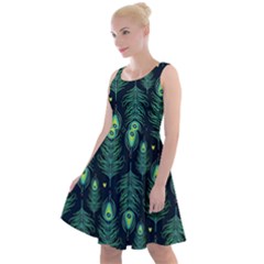 Peacock Pattern Knee Length Skater Dress