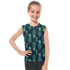 Peacock Pattern Kids  Mesh Tank Top