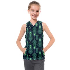 Peacock Pattern Kids  Sleeveless Hoodie