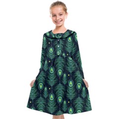 Peacock Pattern Kids  Midi Sailor Dress