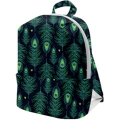 Peacock Pattern Zip Up Backpack