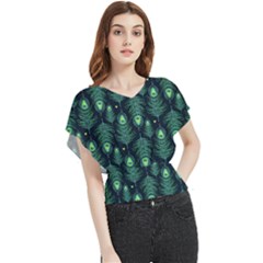 Peacock Pattern Butterfly Chiffon Blouse