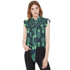 Peacock Pattern Frill Detail Shirt