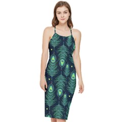 Peacock Pattern Bodycon Cross Back Summer Dress