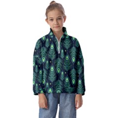 Peacock Pattern Kids  Half Zip Hoodie