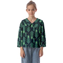 Peacock Pattern Kids  Sailor Shirt