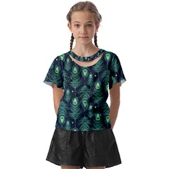 Peacock Pattern Kids  Front Cut T-Shirt