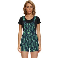 Peacock Pattern Short Overalls