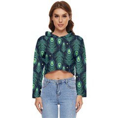 Peacock Pattern Women s Lightweight Cropped Hoodie