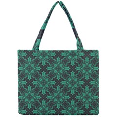 Green Damask Pattern Vintage Floral Pattern, Green Vintage Mini Tote Bag by nateshop