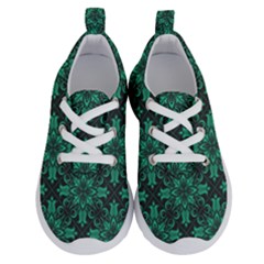 Green Damask Pattern Vintage Floral Pattern, Green Vintage Running Shoes by nateshop