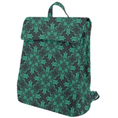 Green Damask Pattern Vintage Floral Pattern, Green Vintage Flap Top Backpack by nateshop