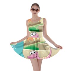 Kids Mural Cartoon Dinosaur Skater Dress by nateshop