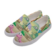 Kids Mural Cartoon Dinosaur Women s Canvas Slip Ons by nateshop