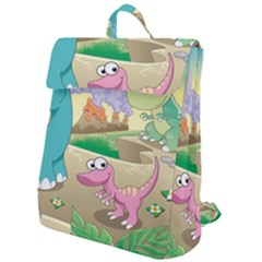 Kids Mural Cartoon Dinosaur Flap Top Backpack by nateshop