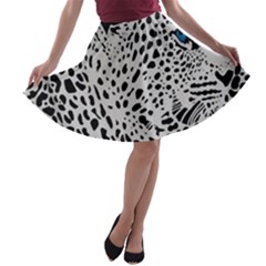 Leopard In Art, Animal, Graphic, Illusion A-line Skater Skirt by nateshop