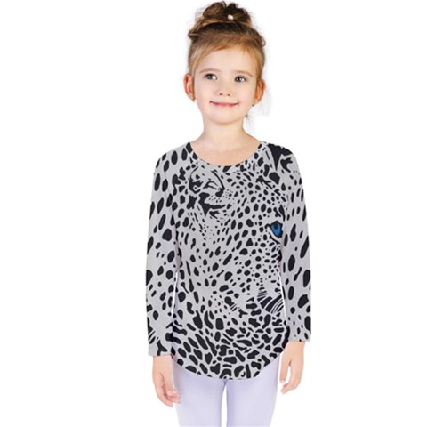 Leopard In Art, Animal, Graphic, Illusion Kids  Long Sleeve T-shirt by nateshop