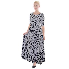 Leopard In Art, Animal, Graphic, Illusion Half Sleeves Maxi Dress