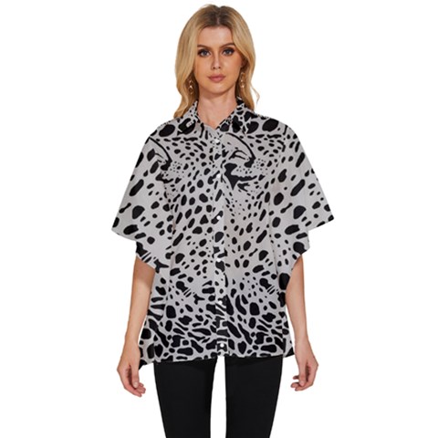 Leopard In Art, Animal, Graphic, Illusion Women s Batwing Button Up Shirt by nateshop