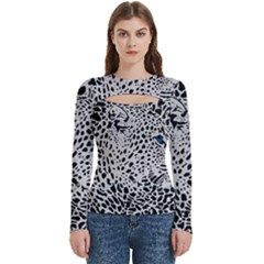 Leopard In Art, Animal, Graphic, Illusion Women s Cut Out Long Sleeve T-shirt by nateshop