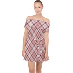 Pink Burberry, Abstract Off Shoulder Chiffon Dress by nateshop
