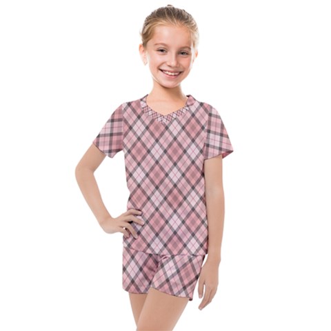 Pink Burberry, Abstract Kids  Mesh T-shirt And Shorts Set by nateshop
