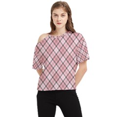 Pink Burberry, Abstract One Shoulder Cut Out T-shirt