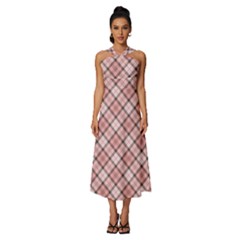 Pink Burberry, Abstract Sleeveless Cross Front Cocktail Midi Chiffon Dress by nateshop