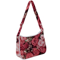 Pink Roses, Flowers, Love, Nature Zip Up Shoulder Bag by nateshop