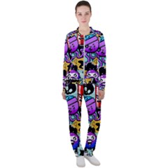 Cartoon Graffiti, Art, Black, Colorful Casual Jacket And Pants Set by nateshop