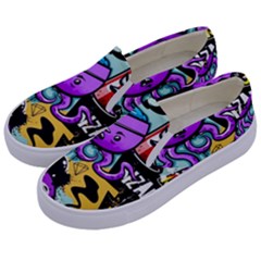 Cartoon Graffiti, Art, Black, Colorful Kids  Canvas Slip Ons