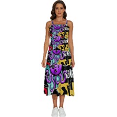 Cartoon Graffiti, Art, Black, Colorful Sleeveless Shoulder Straps Boho Dress by nateshop