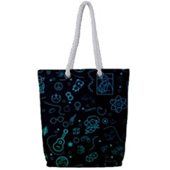 Cartoon, Halloween, Black, Dark Full Print Rope Handle Tote (Small)