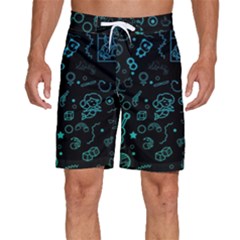 Cartoon, Halloween, Black, Dark Men s Beach Shorts by nateshop